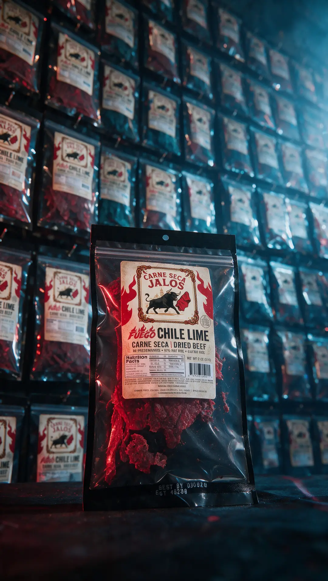 A wall of Carne Seca Jalos bags
